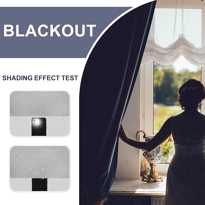 JIUZHEN Blackout Curtains for Bedroom - 60 Inch Extra Wide Thermal Insulated Room Darkening Privacy Soundproof Curtains for Living Room, Set of 2 Panels with Tiebacks, 60 x 63 inches, Silver Grey