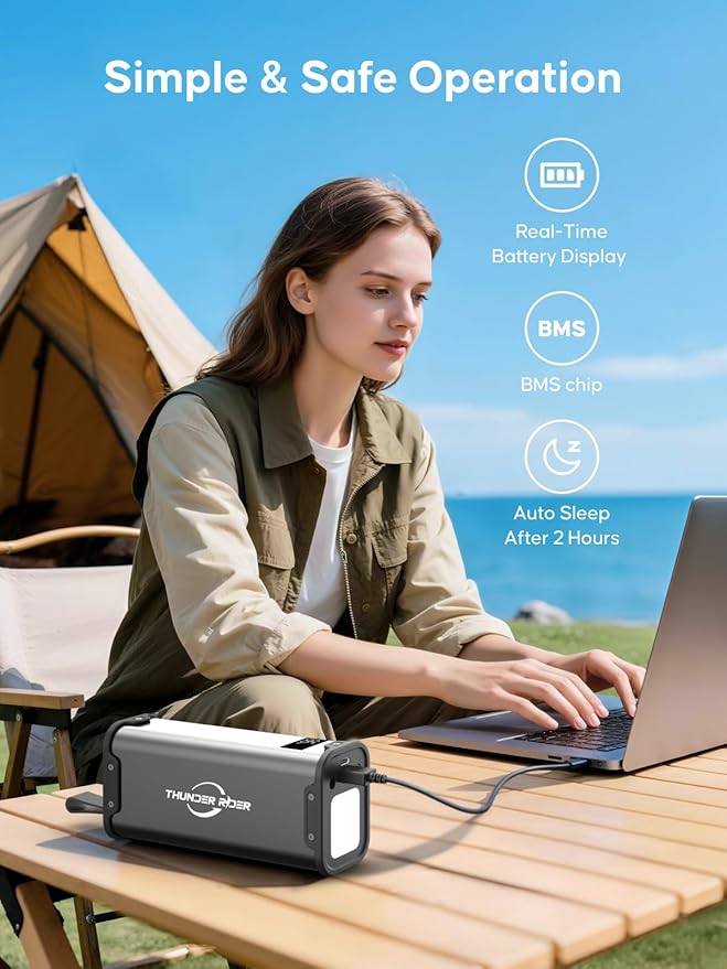 Portable Power Station 99Wh/27000mAh Camping Lithium Battery Large Power Bank with AC Outlet 70W for Home Backup Outdoor Emergency RV Van Hunting