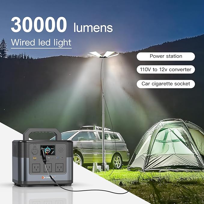 CONPEX Altra LED Telescoping Camping Lights, Portable Led Outdoor Camp Lighting with Remote & Manual Control Stand DC12V Outdoor Camp Light Telescopic Pole Fishing Light at Night