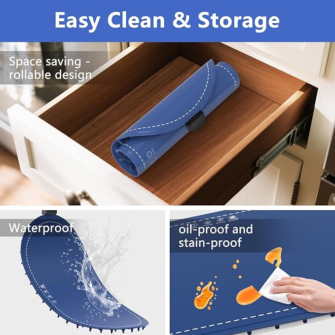 Warming Mat for Food,Temperature Adjustable Food Warmers for Parties Buffet with Timer,Silicone Food warming trays with Heat Proof Base,Roll Up Food Heating Mat for Home & Travel(Blue)