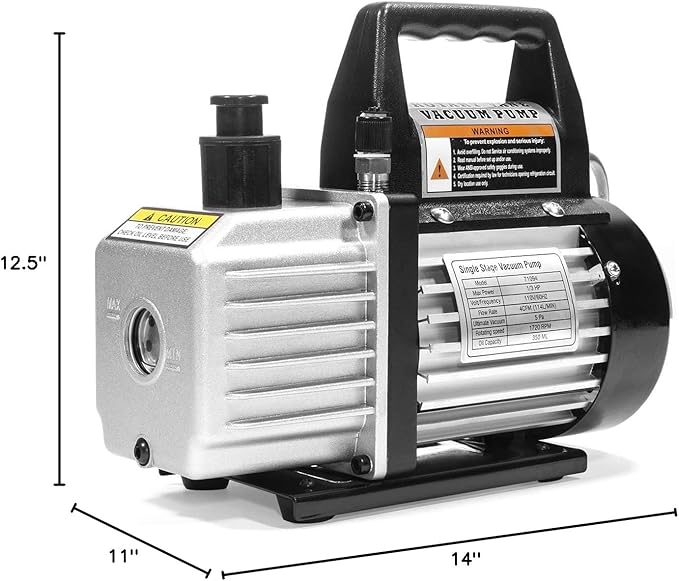 XtremepowerUS Premium 4CFM Air Vacuum Pump HVAC A/C Refrigeration Kit AC Manifold Gauge Case Set R134a Tap w/Leak Detector and Carrying Tote Bag