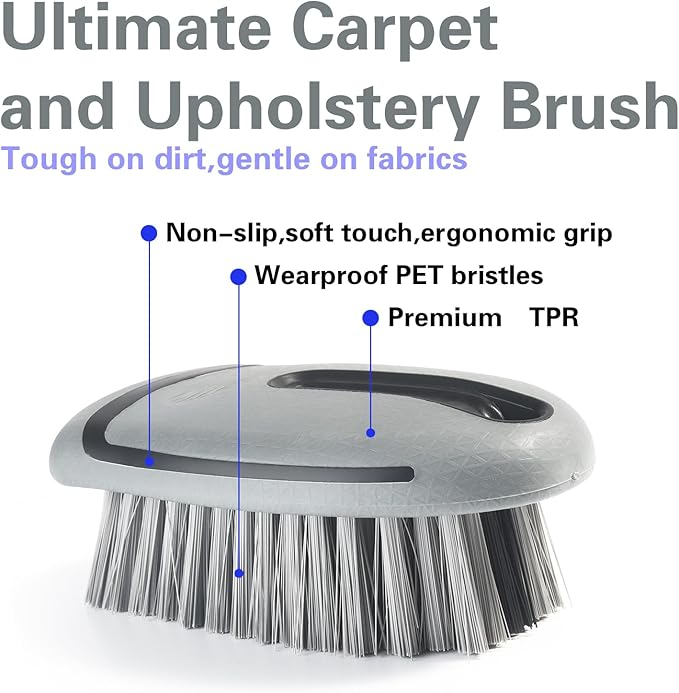 Carpet and Interior Cleaning Brushes, car Cleaning Brushes, Carpet Washing Brushes, Hard Bristle Detail Brushes, car and Home Interior Leather Brushes (Grey)