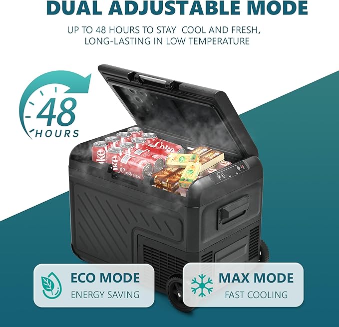 EUHOMY 12 Volt Refrigerator, 39QT Dual Zone Car Refrigerator, Electric Cooler 12/24V DC & 100-240V AC, Car Fridge -4℉~68℉, Portable Freezer with Wheels for Camping, Truck, Travel