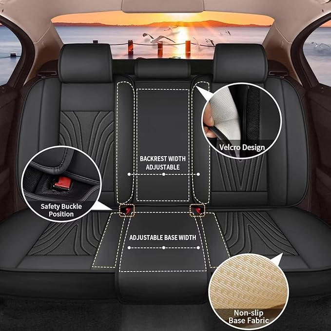 Seat Covers Fit for Nissan Frontier 2009-2023 2024 2025 Car Seat Covers Full Set Faux Leather Breathable Waterproof Car Seat Cushions (5 Seats, Black)