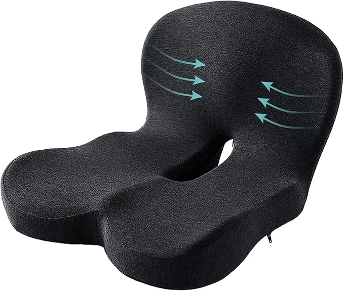 Memory Foam Seat Cushion for Truck Driver Office Chair Cushion Home Chair Cushion Car Seat Cushion Non Slip Pad Sitting Ergonomic Cushions for Office Workers Car Drivers (Black)
