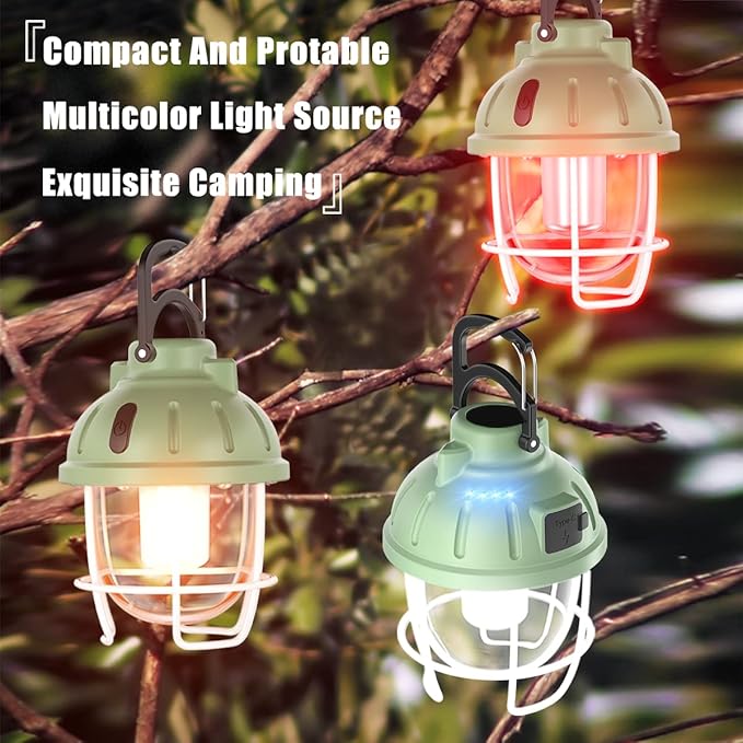 Camping Light,LED Tent Lanterns, Rechargeable Light IPX4 Waterproof Lights,3 Color 7 Light Modes Survival Lanterns Emergency Lamp for Camping Picnic Hiking Fishing Workshop Home Garden Decoration