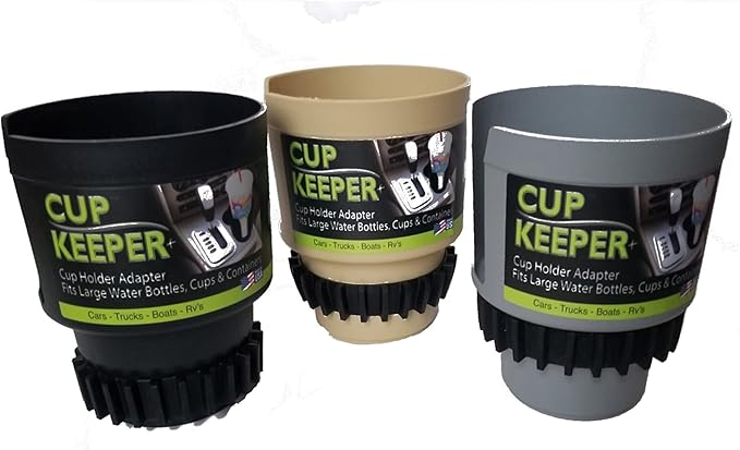 Cup Keeper Plus-2 PK W/Beverage Bands Car Cup Holder Adapter Expands to Hold Larger Beverage Containers up to 3.7" Diameter/Fits 32 oz Flasks & Water Bottles