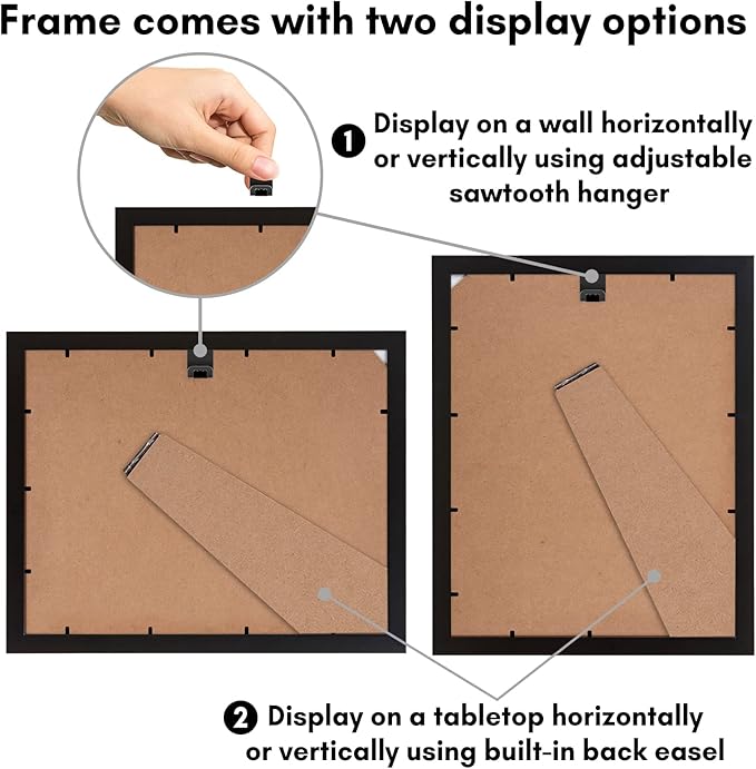 Americanflat 9x12 Picture Frame with Shatter-Resistant Glass - Set of 4 - Use as 6x8 Frame with Mat or Display 9x12 Photo Without Mat - Signature Collection - Photo Frames for Tabletop or Wall - Black