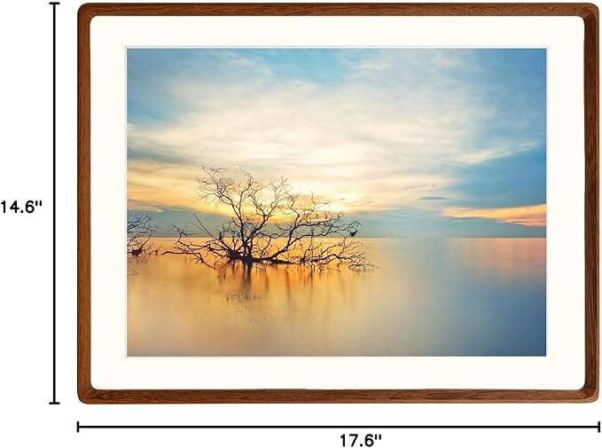 Natural Wood Photo Frames Inspired Tabletop Picture Frame with Mat, Vertical or Horizontal Display (Walnut, 14x17 matted to 11x14)