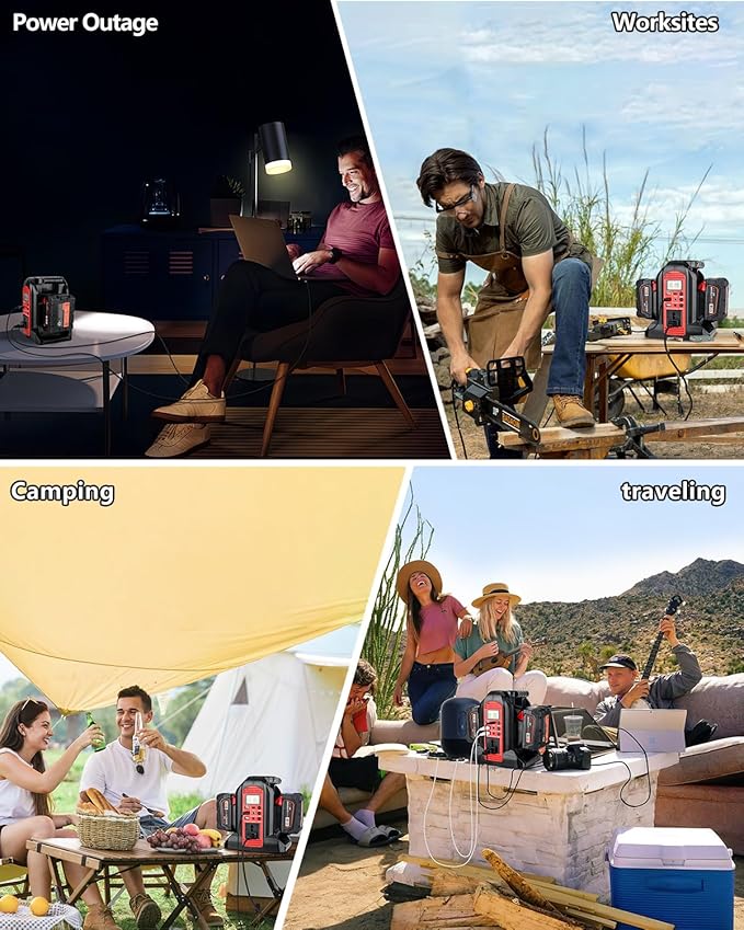 Taingwei 350W Power Inverter for Milwaukee M18 18V Battery, 2-Ports DC 18V to AC 110-120V Pure Sine Wave Battery Inverter with 3 USB-A Port, 1 USB-C Port,LED Light for Camping Emergency(Tool Only)