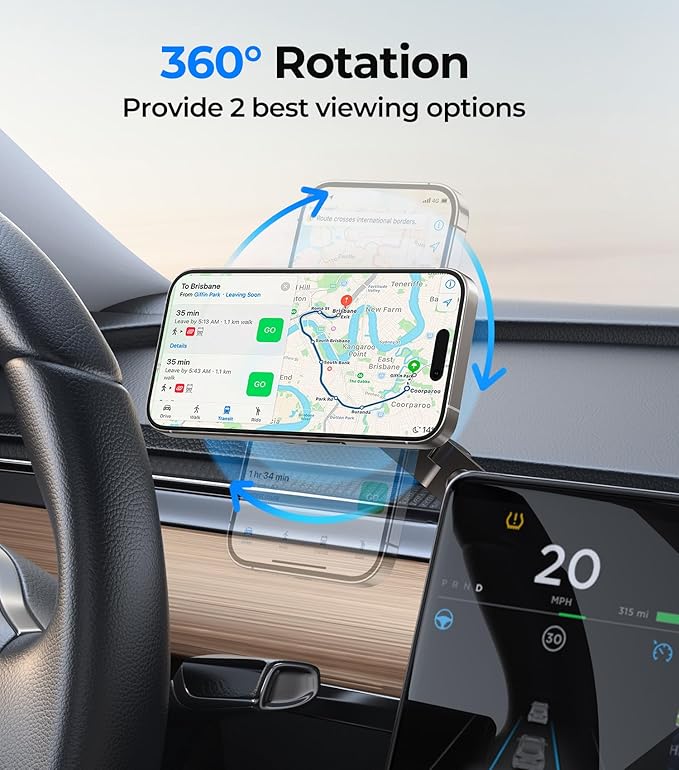 for MagSafe Car Mount Wireless Charger, Foldable Magnetic Phone Holder, Multiple Installation Options for Universal Dashboard & Tesla Screen, Fit for iPhone 16, Best Car Accessories for Men & Women