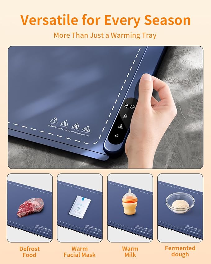 Extra Large Food Warming Mat, 36"x16" Electric Warming Tray with 6 Level Temperature Settings & 6 Hours Timer, Graphene Full Surface Rapid Heating, Roll Up Food Warmers for Parties, Gatherings