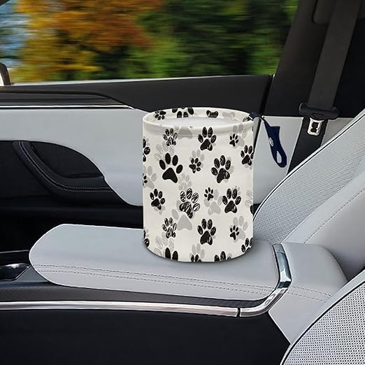 Cute Paws Car Waste Basket Can Universal Compact Rubbish Holder Mini Car Organizer for Car Garbage