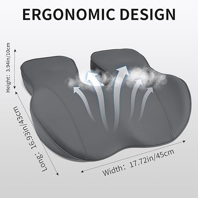 Car Seat Cushions for Driving Memory Foam Office Chair Seat Cushion Sciatica Pain Relief Pillow for Truck SUV