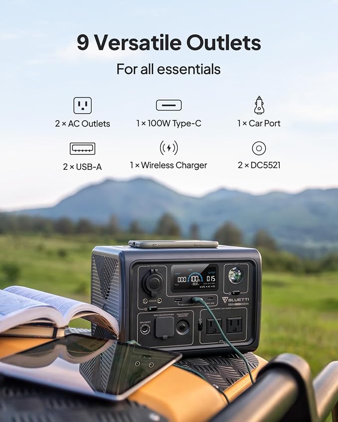 BLUETTI EB3A Portable Power Station, 268Wh Solar Generator LiFePO4 Battery Backup w/ 2 600W (1200W Surge) AC Outlets, Recharge from 0-80% in 30 Min., LFP Backup for Outdoor Camping, Trip, Power Outage