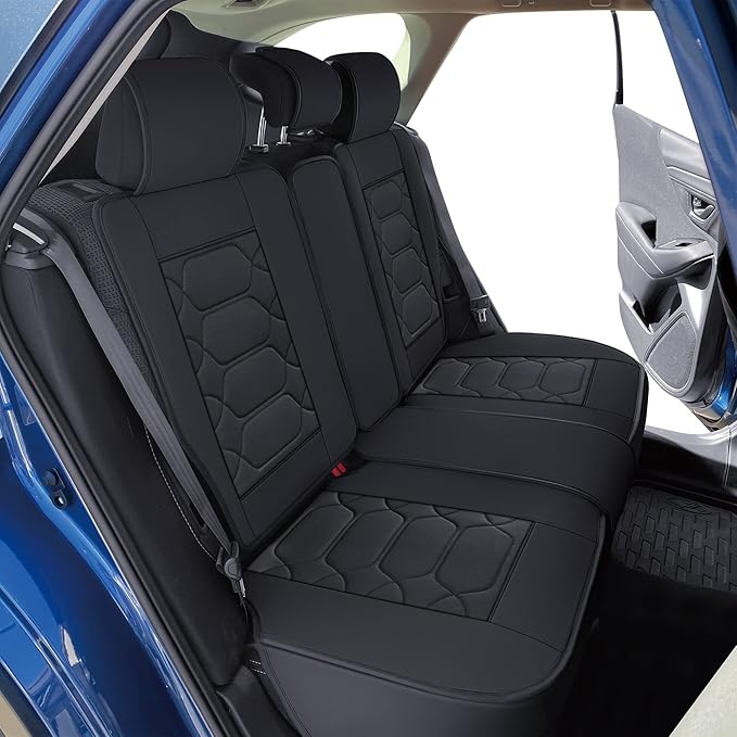 OASIS AUTO Custom Fit Seat Covers for Forester/Outback/Legacy/Impreza/Crosstrek 2010-2025, Waterproof Durable Faux Leather Seat Protector Cushion (Full Set, Black)