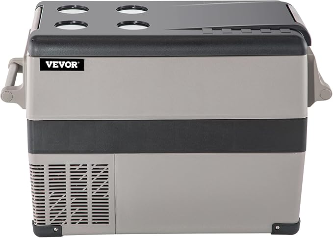 VEVOR 12 Volt Refrigerator, 48 Quart (45L) Fast Cooling Portable Freezer with App Control (-4℉~68℉), Car Fridge with 12/24v DC & 110-240v AC for Travel, Truck, Camping and Home Use, Grey