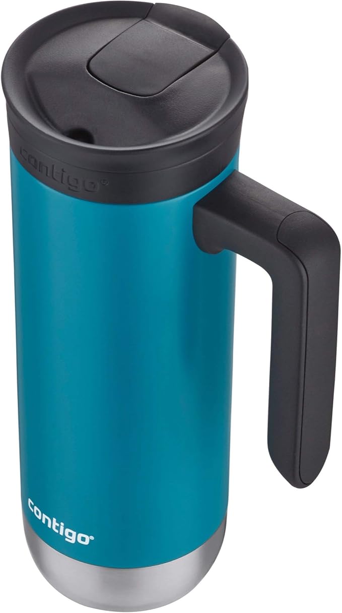 Contigo Superior 2.0 Stainless Steel Travel Mug with Handle Leak-Proof Lid Double-Wall Insulation for Hot & Cold Beverages, 20oz, Juniper, Ideal for Commuting and Travel