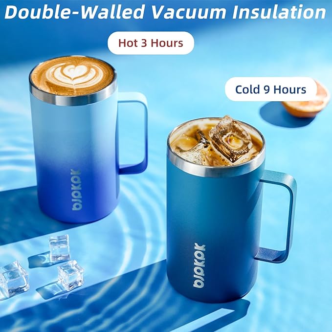 BJPKPK Insulated Coffee Mug with 2 Lids, 25oz Stainless Steel Insulated Tumbler with Handle, Double Wall Vacuum Coffee Cups, BPA Free Travel Mug for Coffee, Tea and Drinks, Army Green