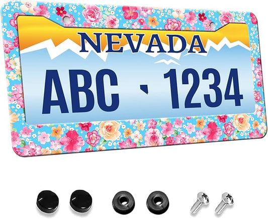 MIOAOSRT Watercolor Paisley Flowers License Plate Frame Beautiful Roses Peonies License Plate Cover Car Tag Holder Metal License Plate Frame Fits Standard U.S.Vehicles 12x6 Inch