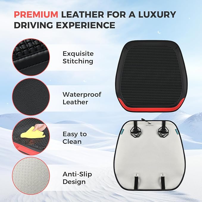 FLORICH Car Seat Cushion for Full Back and Seat Leather Winter Seat Cushion Pad for Driver or Passenger Seat