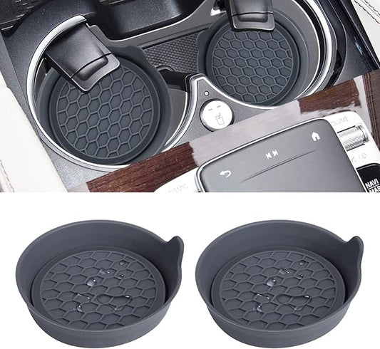 Amooca Car Cup Coaster Universal Automotive Waterproof Non-Slip Cup Holders Sift-proof spill Holder Car Interior Accessories 2 Pack Grey