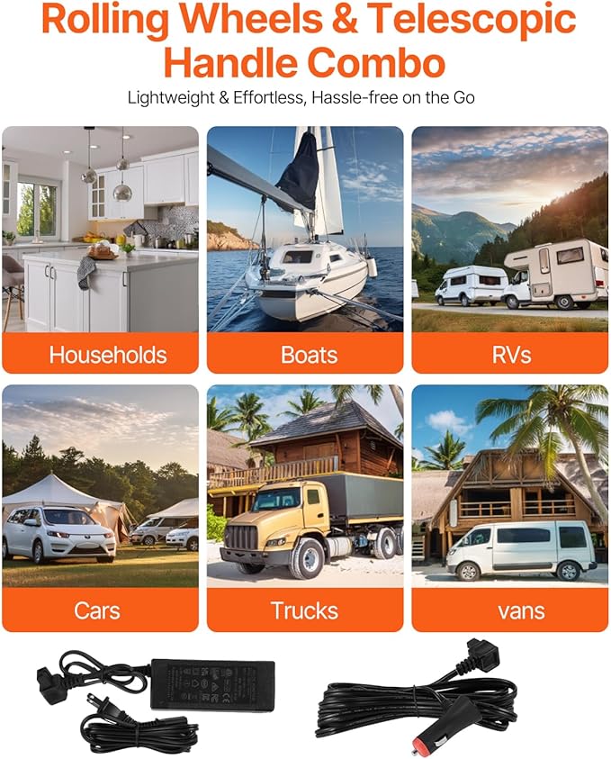 VEVOR X40K Refrigerator 42.3 Qt Dual Storage Zones Car Fridge, Electric Cooler with Telescopic Handle, Portable Freezer for Vehicle Camping Truck Van RV SUV Road Trip Travel, Black