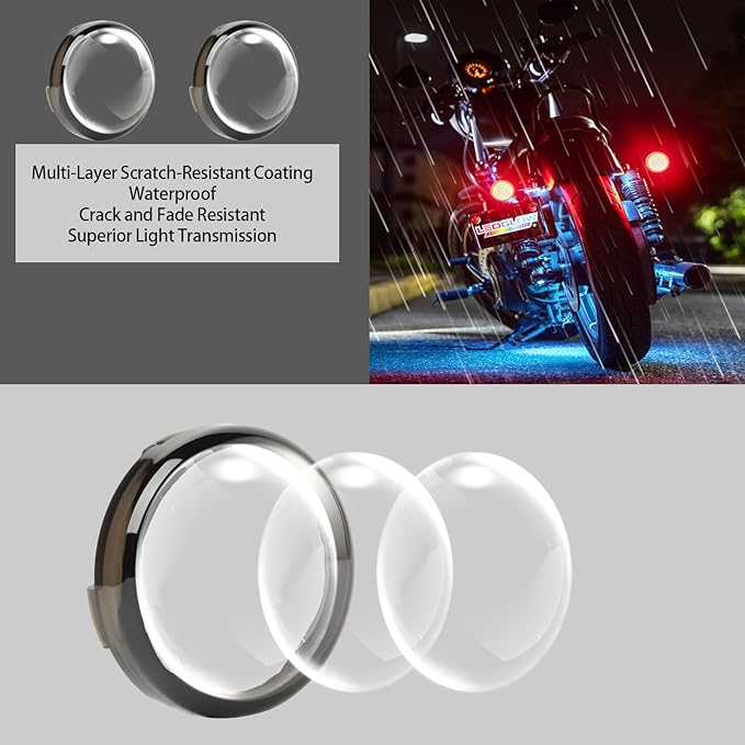 1157 LED Turn Signal Lights Front and Rear with 2 Inch Smoked Lens Cover, Compatible with Harley Street Glide, Road Glide, Sportster, Dyna, Softail, Iron 883, Touring (1986-2025)