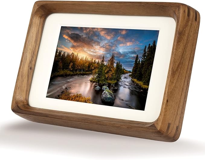 Natural Wood Photo Frames Inspired Tabletop Picture Frame with Mat, Vertical or Horizontal Display (Walnut, 4x6 matted to 3x5)
