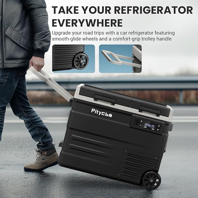 Car Refrigerator 12v Portable Fridge for Car, Auto 56 Quart Dual Zone Freezer Compressor Cooler, -4℉—68℉ 12/24V DC 100~240 Volt AC for Truck, Camping, Travel, Vehicles, RV