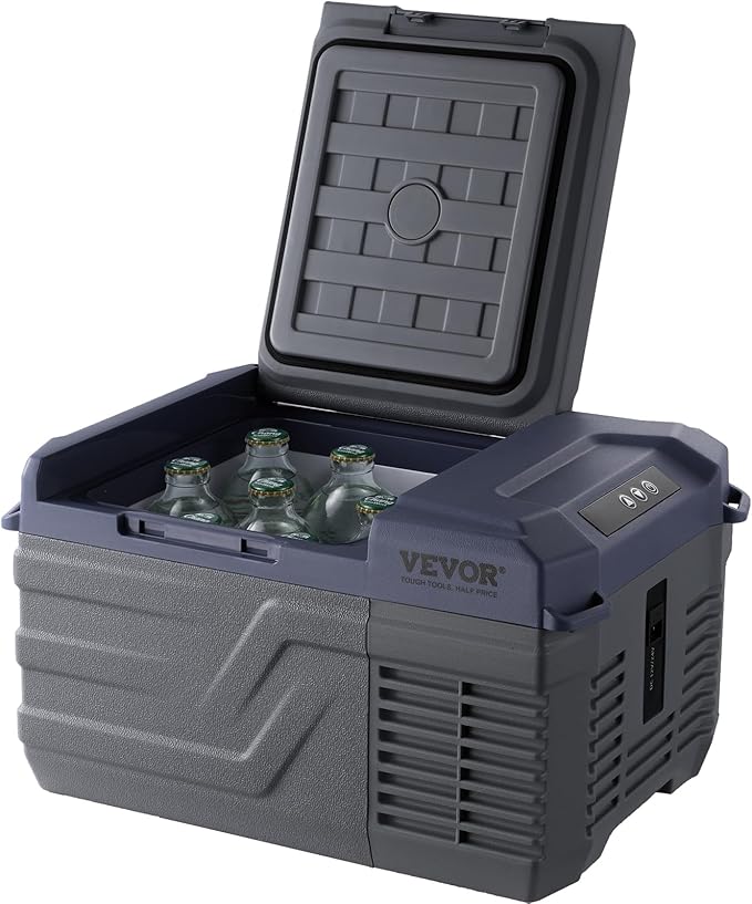 VEVOR Car Refrigerator, 12 Volt Car Refrigerator Fridge, 9 L Single Zone Portable Freezer, -4℉-68℉ Adjustable Range, 12/24V DC and 100-240V AC Compressor Cooler for Outdoor, Camping, RV