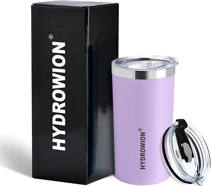 HYDROWION Triple-Insulated Tumblers - Stainless Steel with Lid and Straw, 12 oz Water Bottle, Stainless Steel Cups, Coffee Travel Mug for Home & Office Lavender
