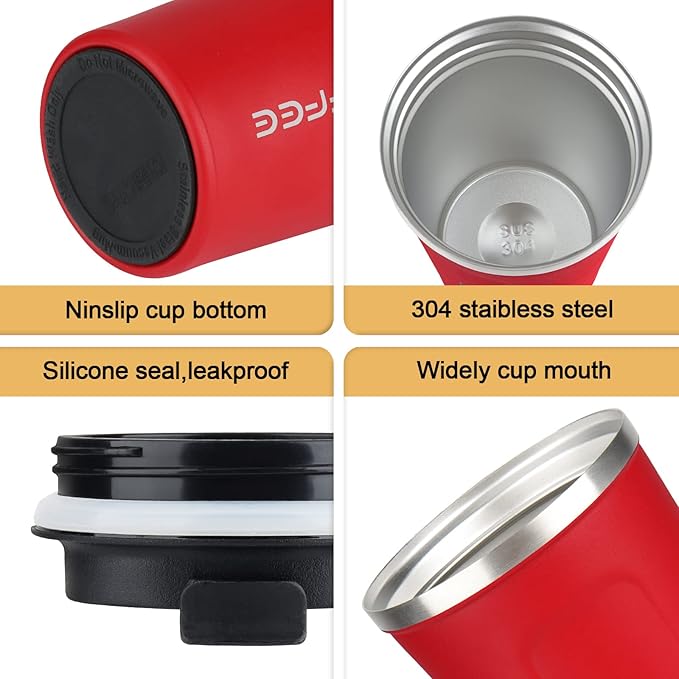 MOMSIV 12oz Travel Mug, Insulated Coffee Cup with Leakproof Lid, Vacuum Stainless Steel Double Walled Reusable Tumbler for Hot and Cold Water Coffee and Tea In Travel and Car