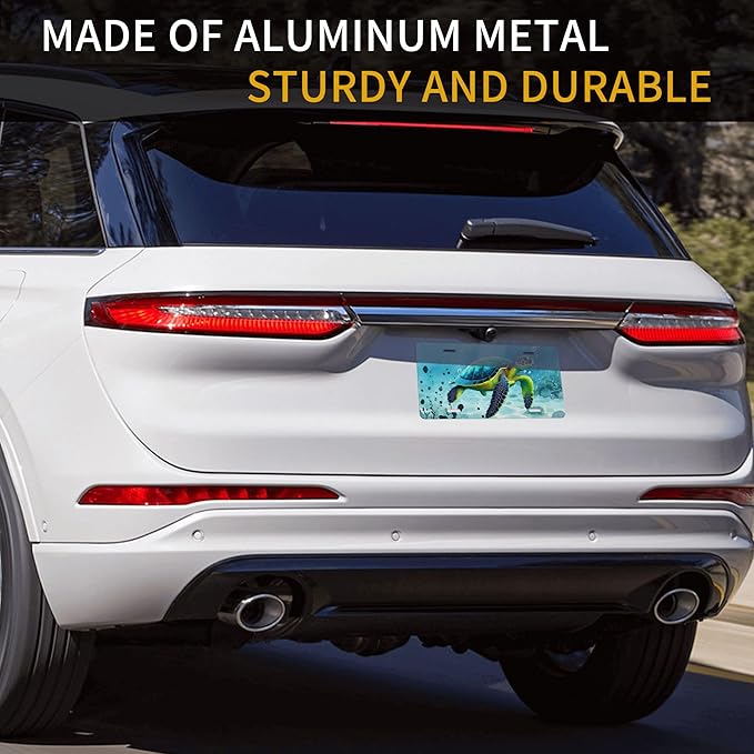 Front License Plate Sea Turtles Beach Vanity Plates Aluminum Metal Decorative Car Tag Novelty License Plate Cover for Men Women 6 * 12 in (4 Holes)