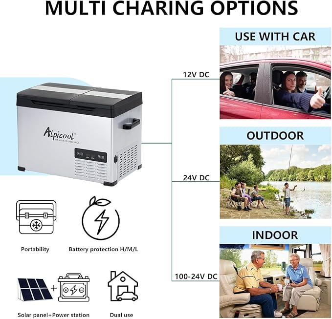 Alpicool CHS45 Dual Temperature Control 12 Volt Refrigerator 33 Quart Portable Car Fridge Freezer (-4°F~68°F) for Truck, RV, Boat, Camping and Travel