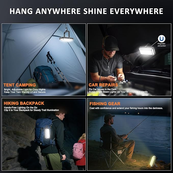 Camping Lantern LED Rechargeable - up to 120+ Hours, 10000mAh Portable Camping Lights with Redlight &12 Light Modes, LCD Display, Dimmable, Waterproof, Camping Lantern for Power Outages (2PCS)