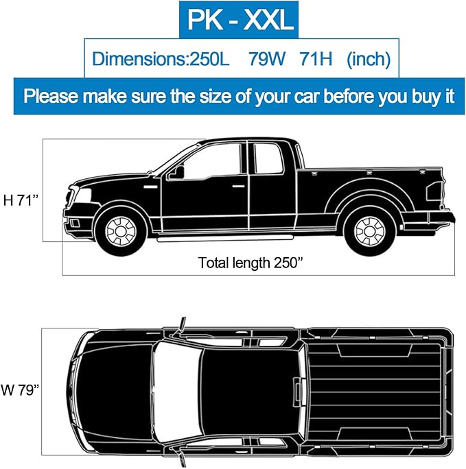 10 Layers Truck Cover Waterproof All Weather. Pickup Truck Cover Rain Snow UV Dust Protection. Length: 242-250 inches, Universal Fit for Ford F150 Chevy Silverado Dodge Ram 1500.
