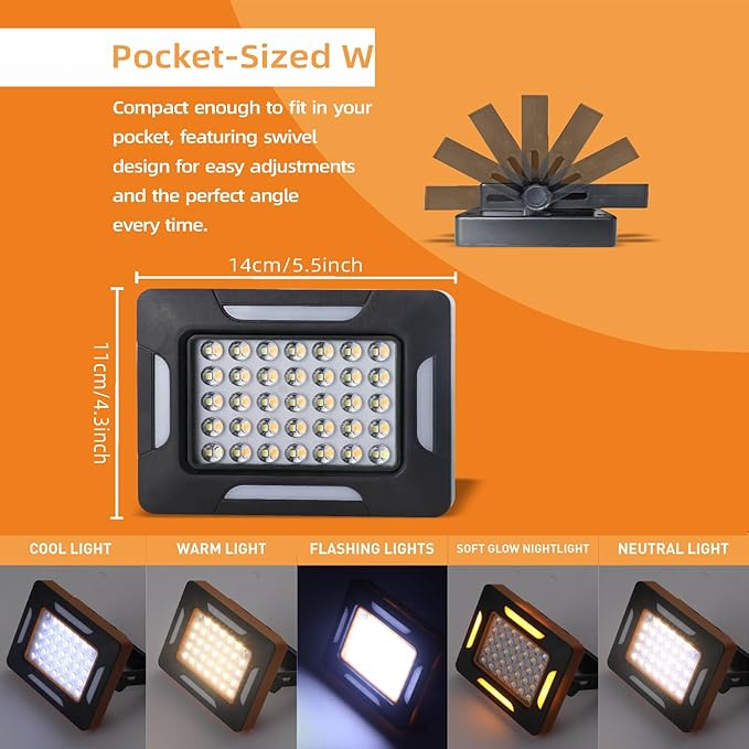 LED Solar Portable Camping Lights with Magnetic dimmable, 2000LM Solar Rechargable Camping Lanten with Stand, IP67 Wateproof, 5 Light Modes Portble Flood Light,Work Lights for Indoor Outdoor