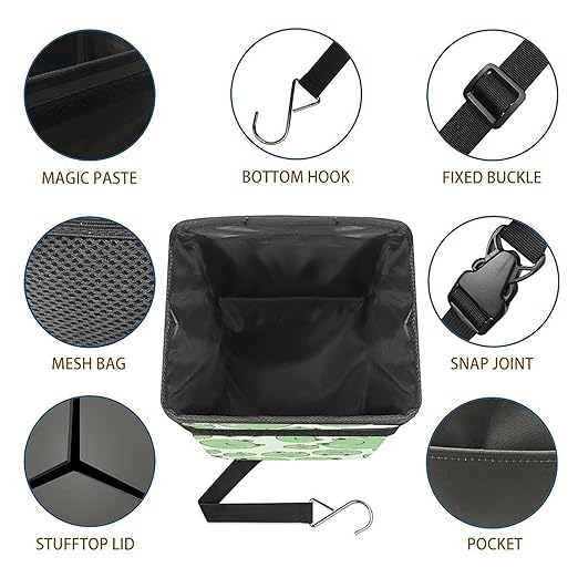 Cute Frog Car Trash Can with Lid Collapsible Reusable Waterproof Car Garage Bag,Automotive Garbage Can,Car Accessories Interior Car Organizer