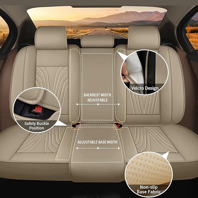 Seat Covers Fit for Nissan Frontier 2009-2024 2025: Faux Leather Car Seat Covers Full Set Breathable Waterproof Seat Cushions (5 Seats; Beige)