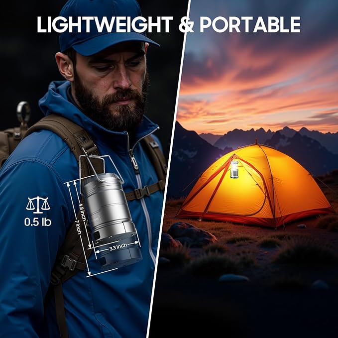 4 Pack Camping Lanterns Rechargeable Collapsible, 65 LED 3 Lighting Modes, 1000LM Dimmable Camping Lights Waterproof, Portable Lantern for Camping Essentials Power Outages Tent Emegency Home Hiking