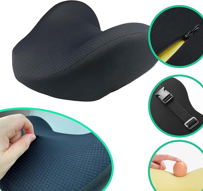 Super Soft Car Headrest Pillow, 100% Memory Foam Car Neck Pillow with Adjustable Strap & Breathable Removable Cover, Ergonomic Design - Travel Pillow Car Pillow for Neck/Back Pain Relief(Black, 1PC)