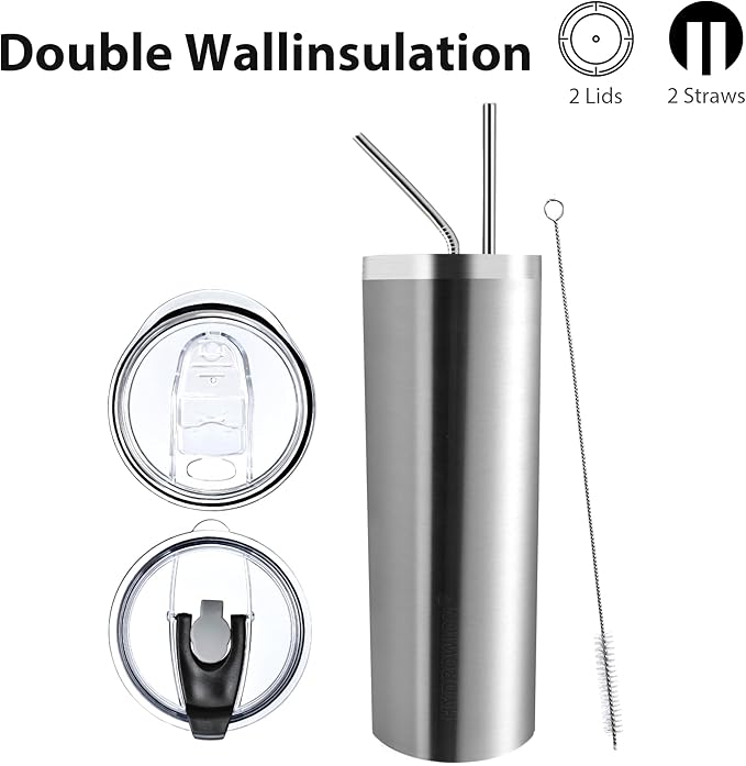 HYDROWION Triple-Insulated 20 oz Stainless Steel Tumblers with Lid and Straw, Easy to Clean, Scratch-Resistant, Perfect for Travel