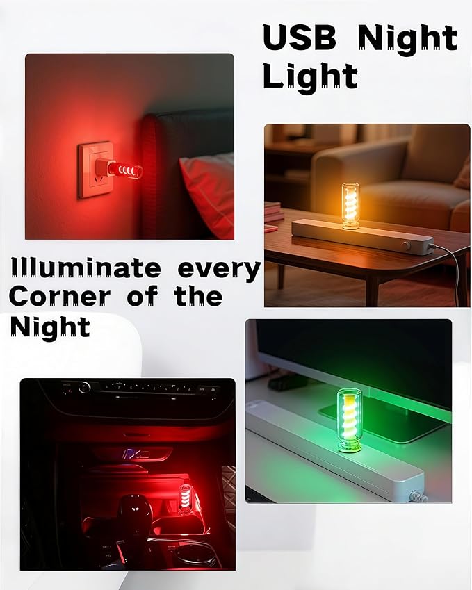 2 PCS USB Car Interior Lights, Touch Dimmable, Mini Retro Glass Bottle Design Suitable for Cars, Bedrooms, Corridors and Camping (Pink)