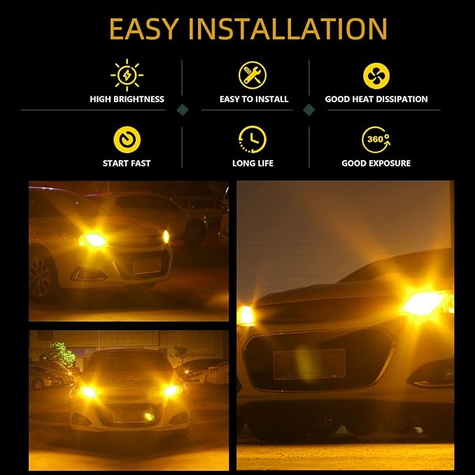 YM E-Bright Amber Yellow 1156 RV Led Bulb BA15S 1073 7506 1141 LED Bulb for Camper SUV MPV Car Turn Signal Light Reverse Lights Side Marker Lights 18SMD 5050Chips DC-12V, Pack of 4