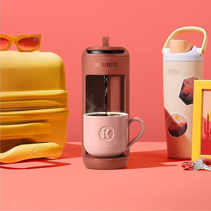 Keurig K-Mini Mate Single Serve K-Cup Pod Coffee Maker, Brews Up to 12 oz Cup, Compact Portable Coffee Machine for Small Spaces, Dorms & Offices, Red Rocks