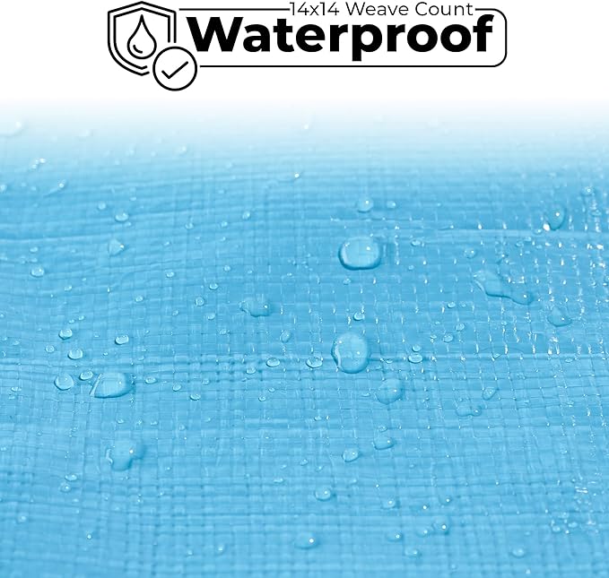 Tarps Heavy Duty Waterproof 16x20-12 mil Thick Camping Tent - Blue Tarp 16x20 UV Resistant, Rip & Tear Proof with Metal Grommets – Multipurpose Use for Camping, Tent, Boat, RV, Car, & Pool Cover