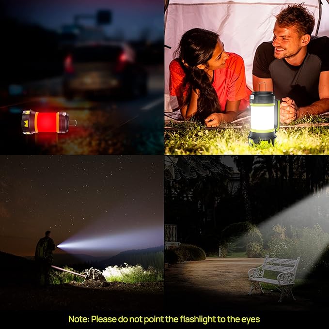 Rechargeable Flashlights Camping Lantern,6 Modes LED Bright Flashlight 3000mAh Battery, IPX4 Waterproof, Emergency Flashlight Lantern for Outdoor, Hurricane, USB Cable Included-1 Flashlight