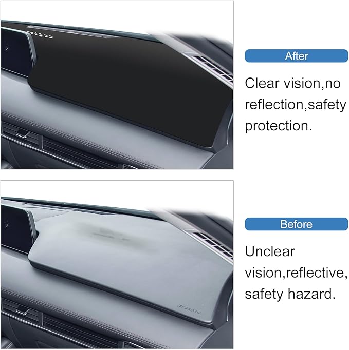 Dashboard Cover Mat for Mazda 3 2019-2023 2024 2025 Accessories (Without HUD) Black Flannel Material Anti-Slip Dash Cover Mat Sunshade Glare UV Rays Protector