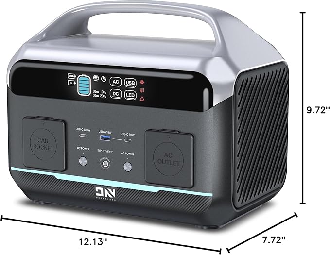 Portable Power Station 299Wh, DaranEner 600W(1200W Surge) Pure Sine Wave AC Outlets LiFePO4 Battery, <20 MS UPS/ 1.3 Hour Fast Charging, for Home Backup, Camping & RVs, Off-grid Power Outage, CPAP
